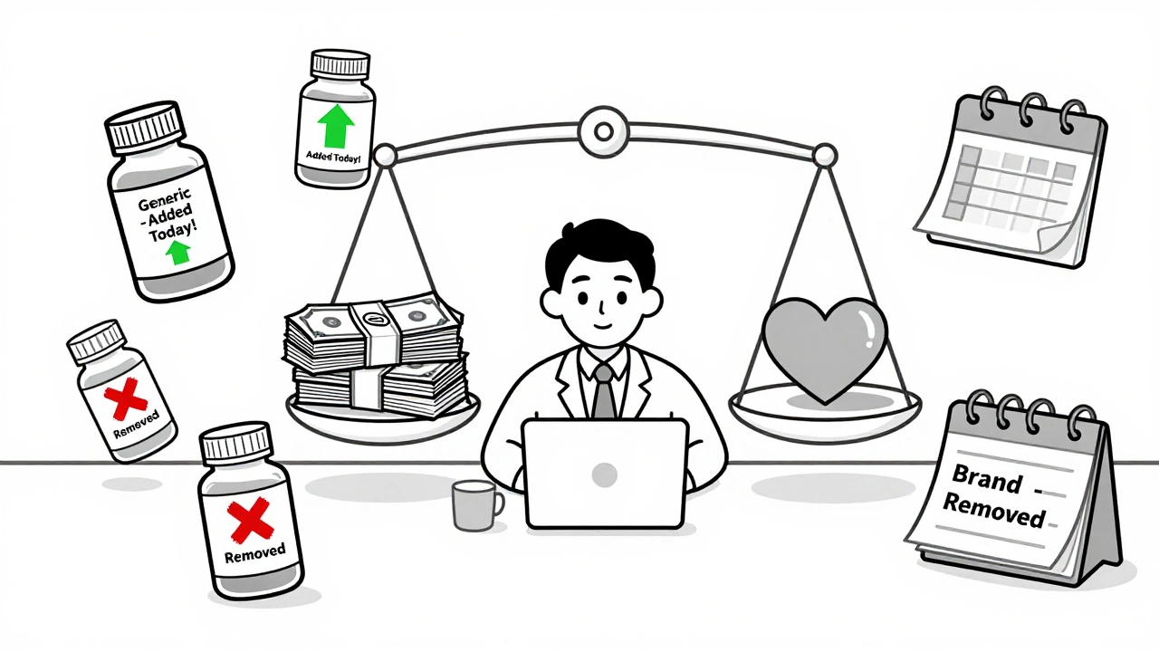 State official reviews drug list with generics being added and brands removed.