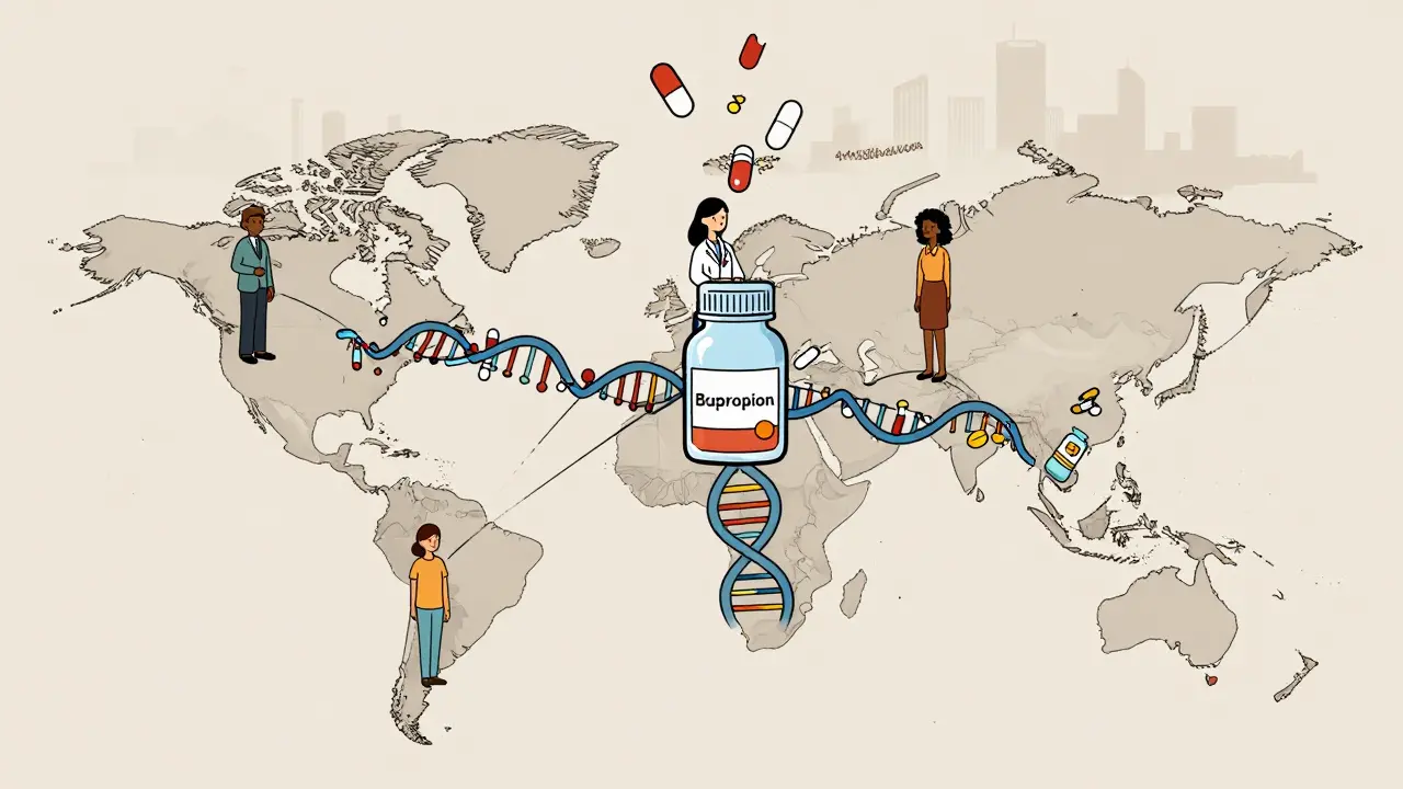 Global map linking people to personalized medicine pills, showing tailored drug solutions
