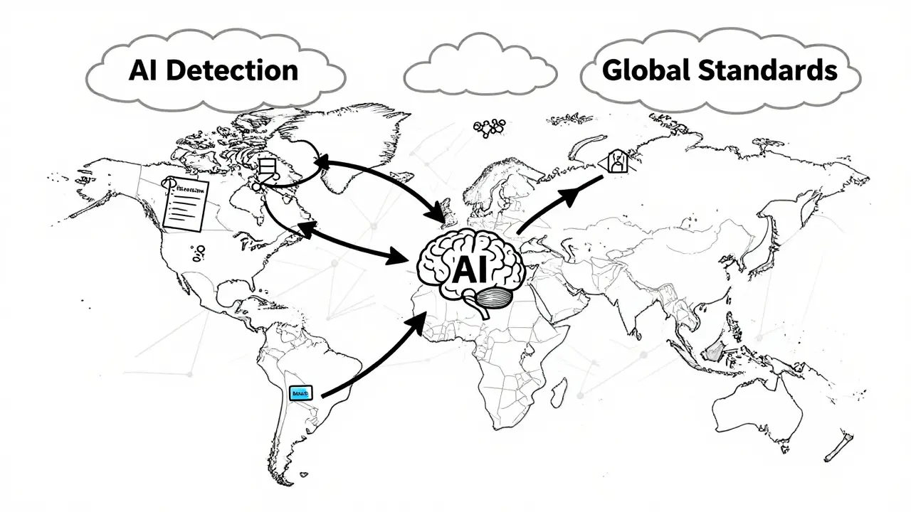 Global map with data flows to AI brain, showing different biosimilar tracking methods
