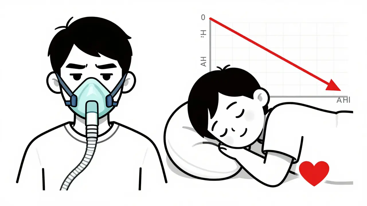Comparison of CPAP user struggling vs. side sleeper with wedge pillow and improved breathing
